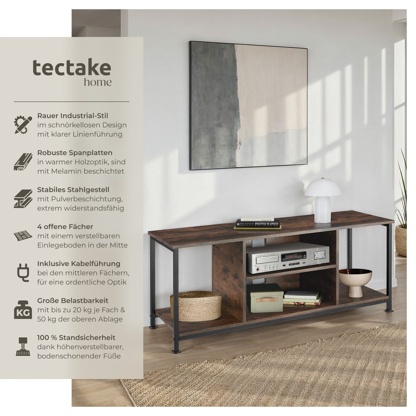 tectake Lowboard TV-Regal, Industrial Style günstig online kaufen