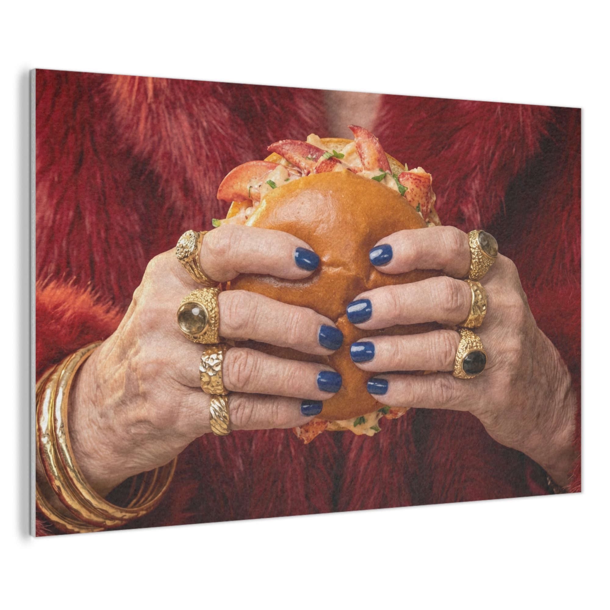 MuchoWow Gemälde Rolle - Pelzmantel - Gold, Fotodruck (1 St), Akustikpaneele XXL, Akustikbild, Schalldämmung, Deko 150x100 cm