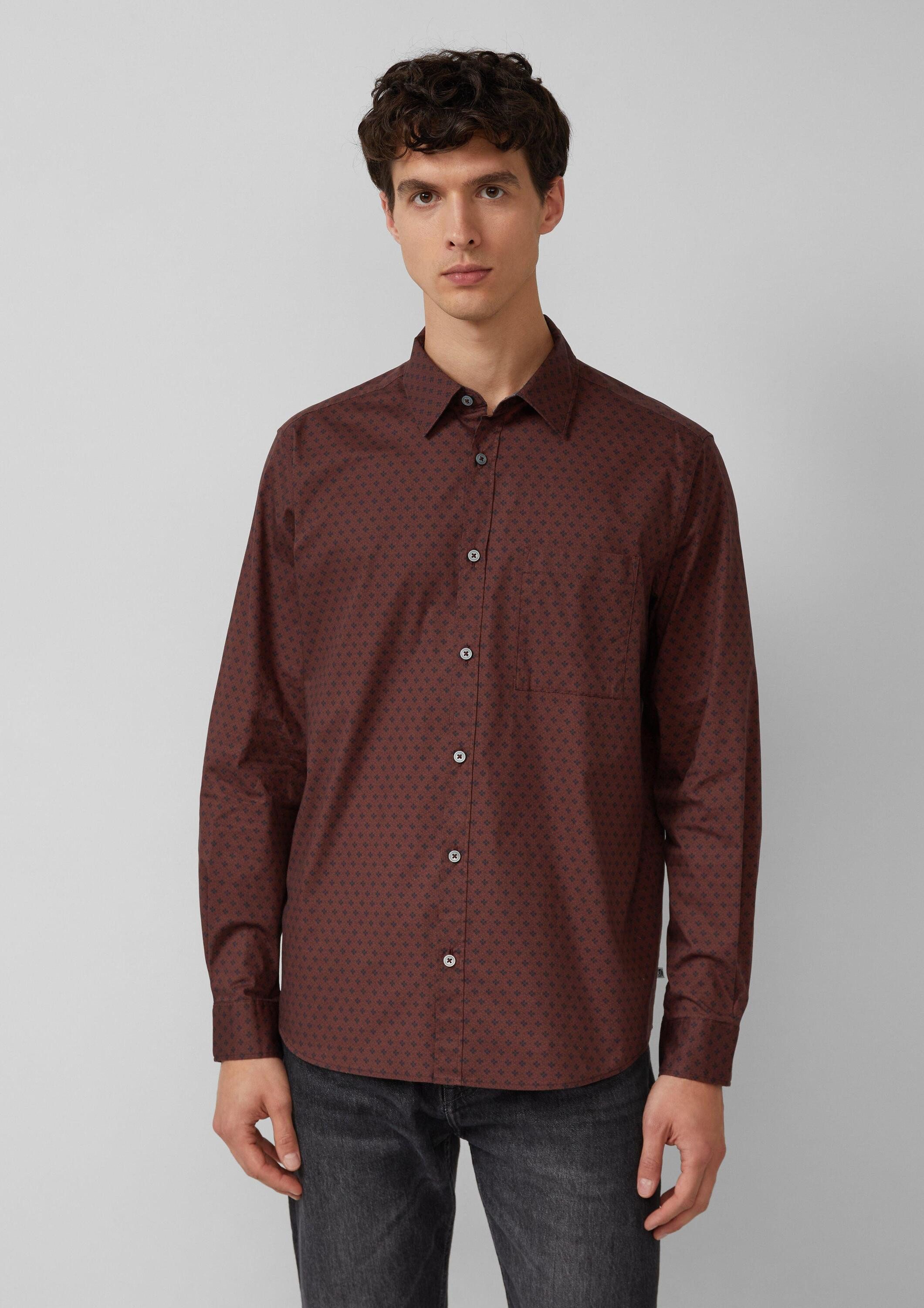 s.Oliver Langarmhemd Hemd Regular Fit: Hemd mit Allover-Print und Brusttasc günstig online kaufen