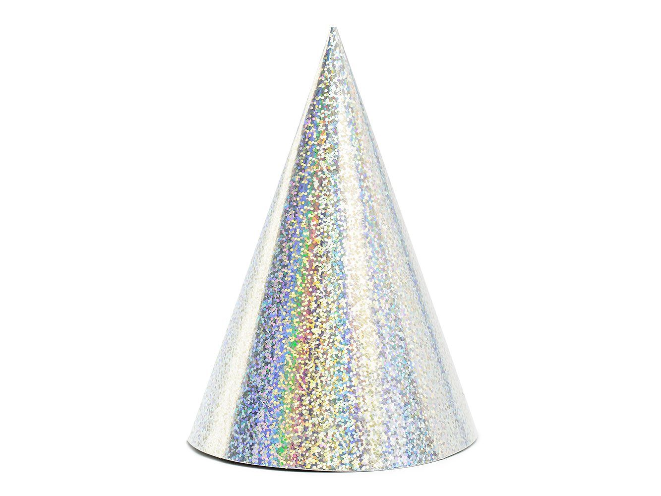 partydeco Papierdekoration, 16cm Partyhüte Hologramm Set silber 6er