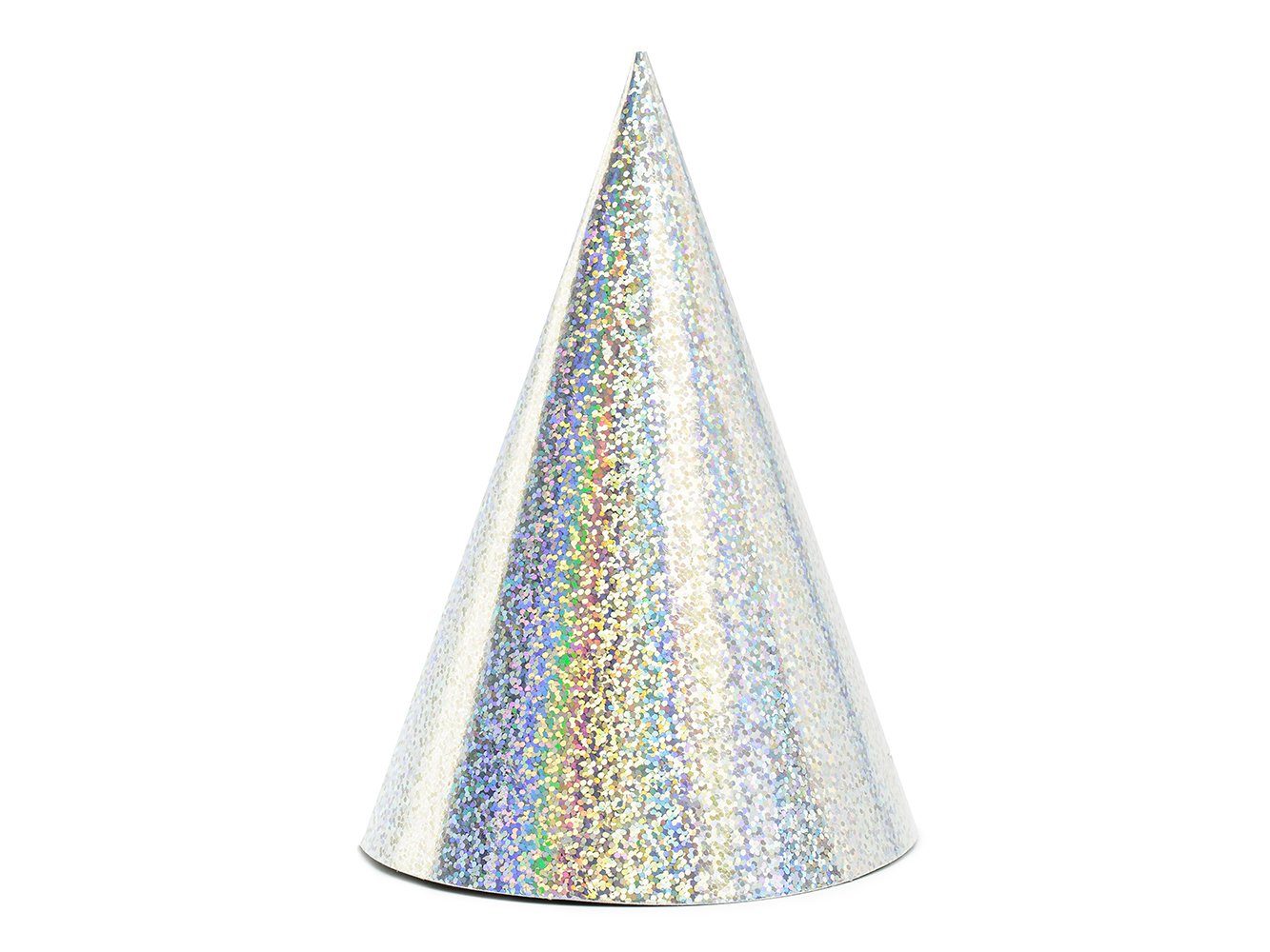 partydeco Papierdekoration, Partyhüte Hologramm 16cm silber 6er Set