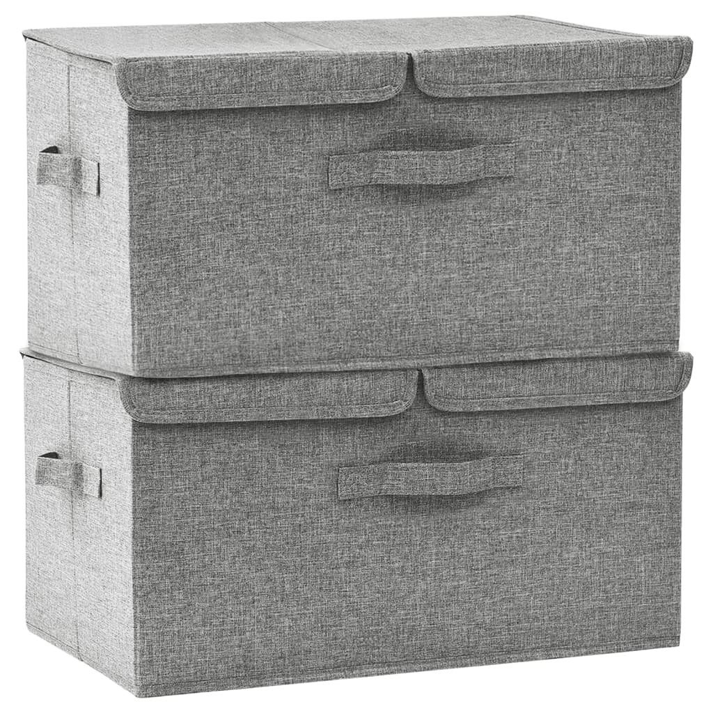 vidaXL Aufbewahrungsbox, Ordnungsboxen 2 Stk. Stoff 50x30x25 cm Grau
