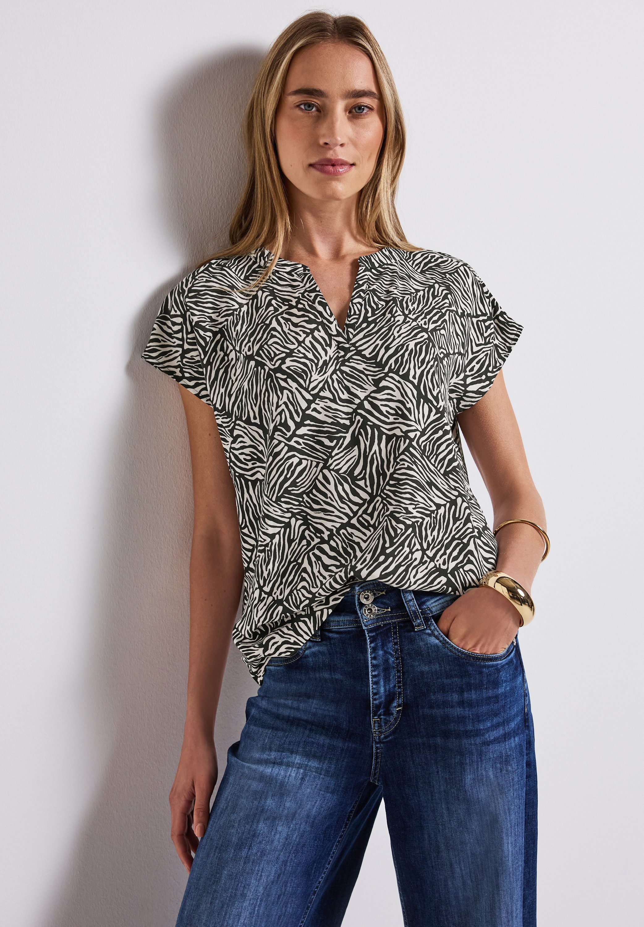 STREET ONE Kurzarmbluse mit Minimal Print günstig online kaufen
