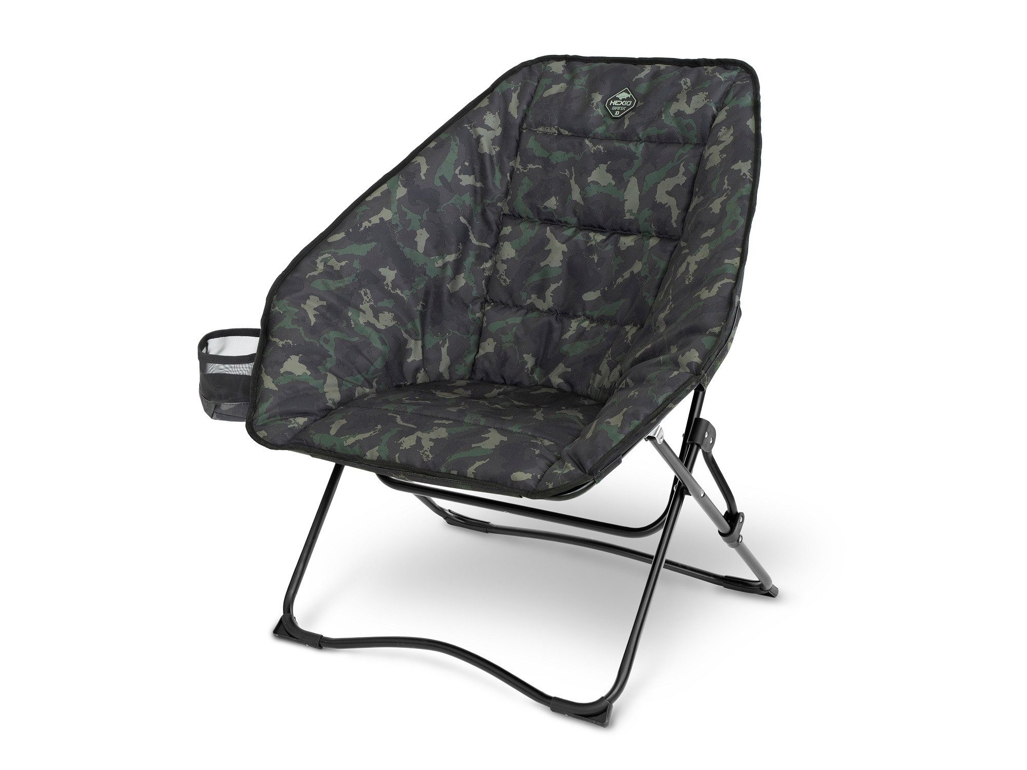 Delphin.sk Angelstuhl HEXIO Banx Sessel - 130kg belastbar - 4,9kg leicht - bequem Camping (1 St), Getränkehalter, Armlehnen, sehr bequem und gemütlich