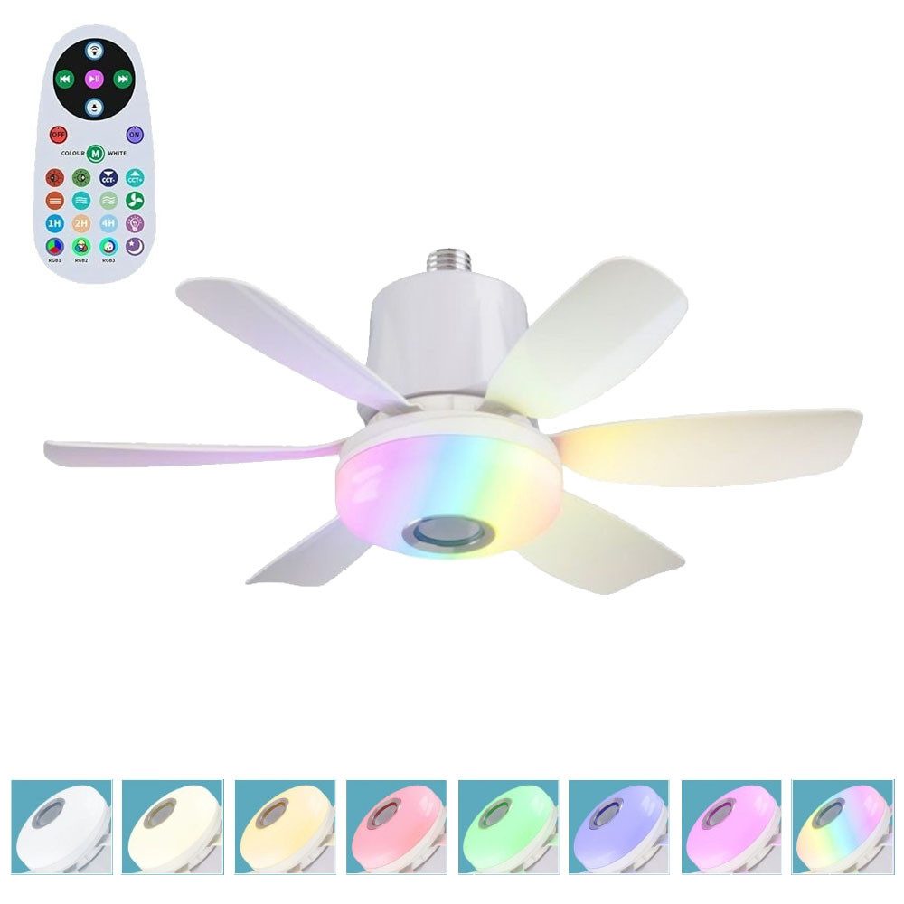 VIVIHEYDAY Deckenventilator mit LED Licht und Fernbedienung, Schlafzimmer Dimmbar Deckenventilator, Lampe, RGB LED Deckenleuchte mit Ventilator und Bluetooth Lautsprecher