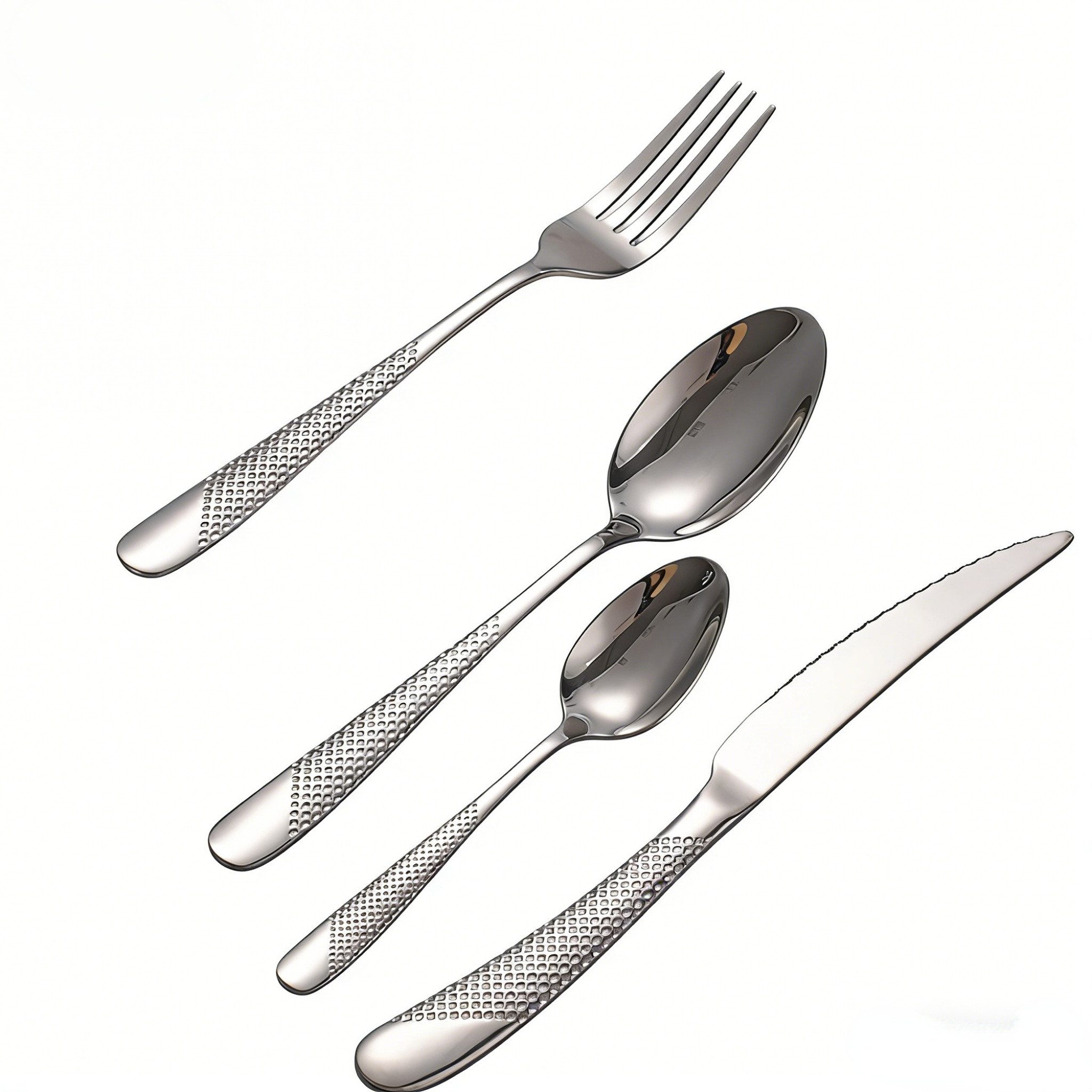 Blusmart Besteck-Set Edelstahl-Besteckset (4-teilig), Edelstahl 410, Geeignet für alle Anlässe, inklusive Messer/Gabeln/Löffel/Teelöffel.