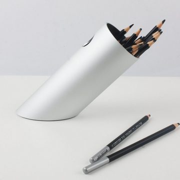HermesDeals Schreibgeräteetui PISA Aluminium-Stifthalter Silber