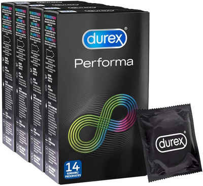 durex Kondome Performa 40 Latex Kondome mit Gleitmittel, verzögert Orgasmus 56mm Spar Packung, Kondom-Set, Verhütungsmittel Überzieher Präservativ Verhütung Condoms, Kondom