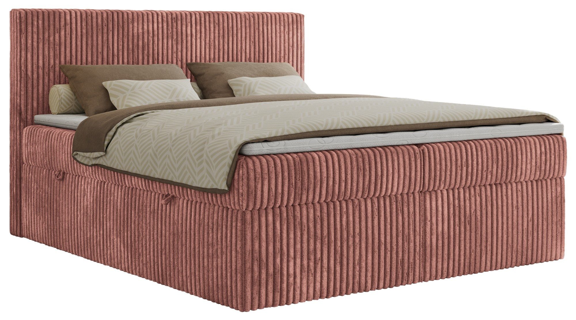 MKS MÖBEL Boxspringbett TILIANO (Packung, Set, Gepolstertes Kopfteil, Topper T25, Polsterbett, T30-Schaum), Doppelbett, Multipocket-Matratzen, Zwei Bettkästen, Cord Bett