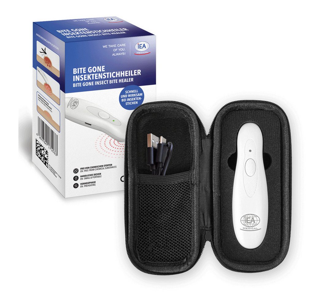 IEA Medical Insektenstichheiler CH3000B Bundle inkl. Schutztasche - Medizinprodukt, wiederaufladbar, Set - Stichheiler und Tasche, Wärmeanwendung, bis zu 200 Anwendungen pro Ladung, ohne Chemie