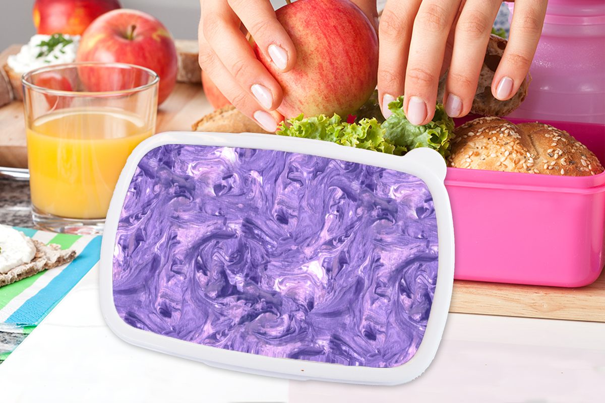 - rosa Kunststoff Muster, Lunchbox - Kunststoff, für Marmor Brotbox Brotdose Erwachsene, MuchoWow Snackbox, Mädchen, Kinder, (2-tlg), Violett