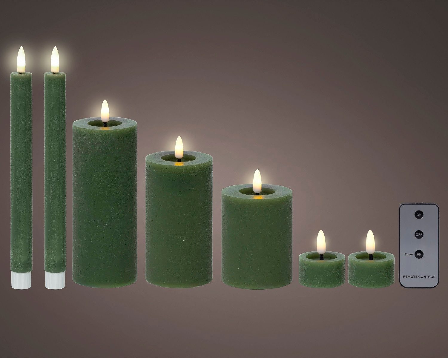 Lumineo LED-Christbaumkerzen Lumineo LED Wachskerzen 7er-Set Grün, batterie günstig online kaufen