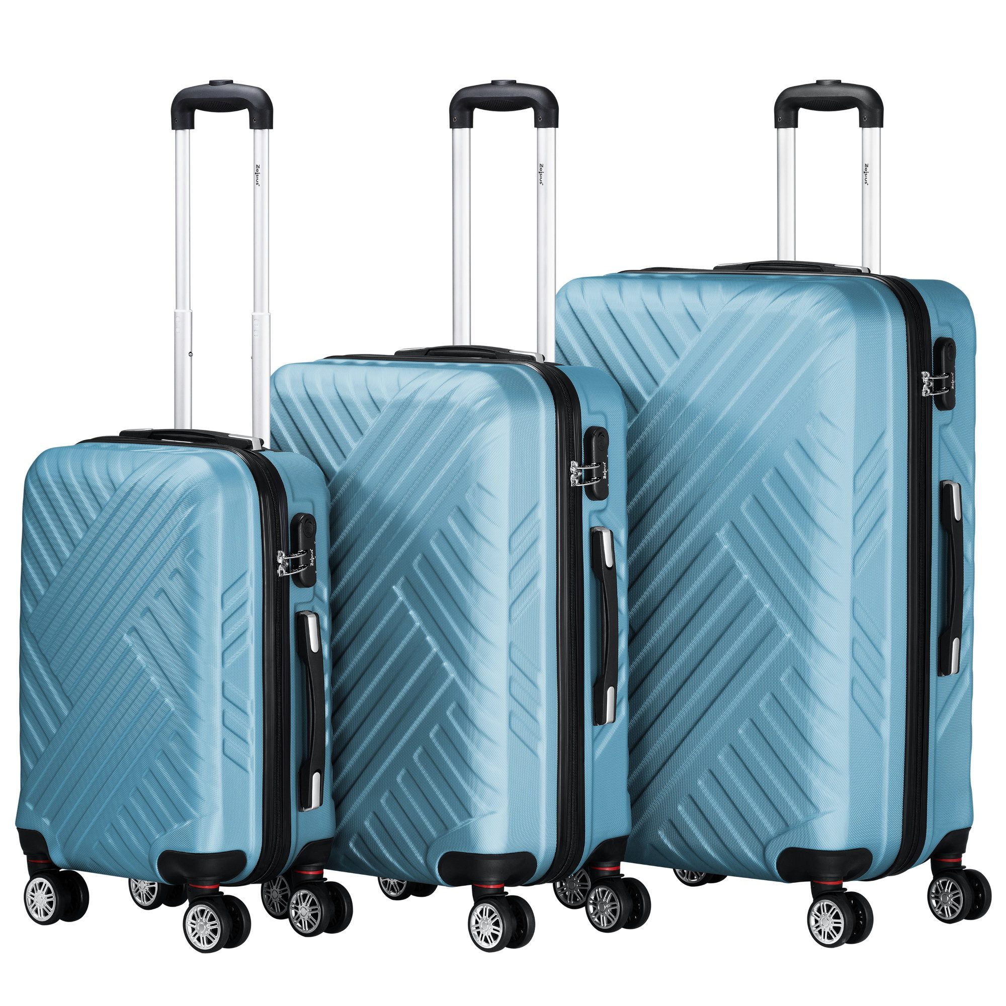 Kofferset Koffer Set 3 Stück, Stahlblau, ABS Hartschalenkoffer mit Zahlenschloss