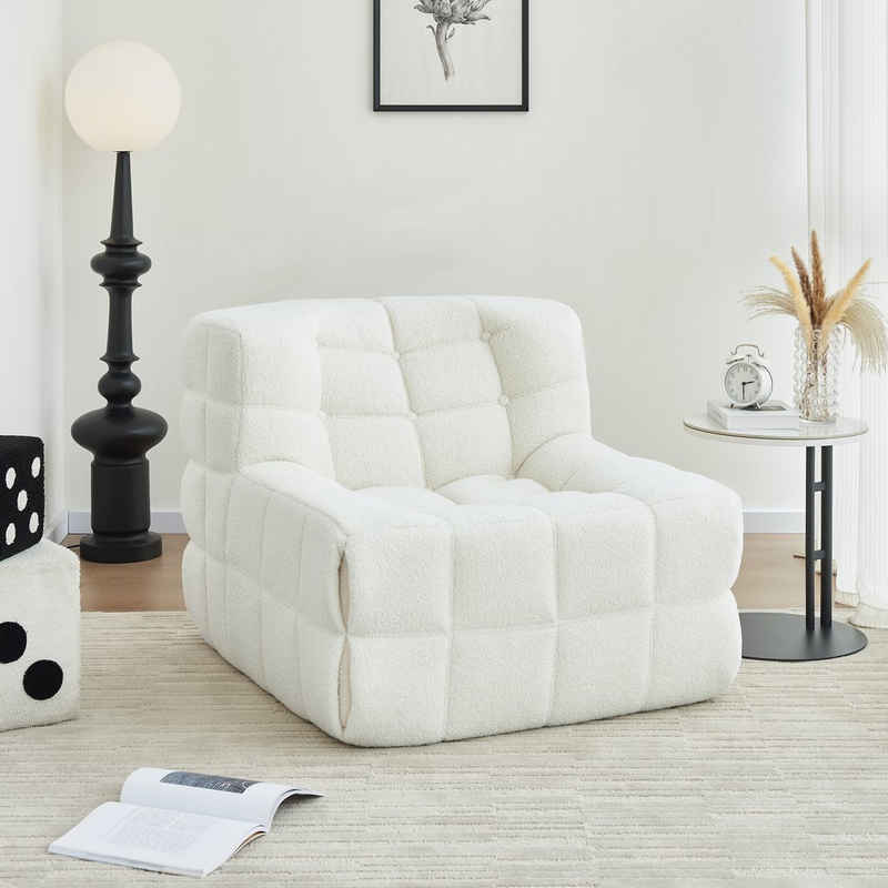 HAUSS SPLOE Sitzsack 85*97*74cm mit hoher Rückenlehne Couchsessel aus Schaums, Weiß