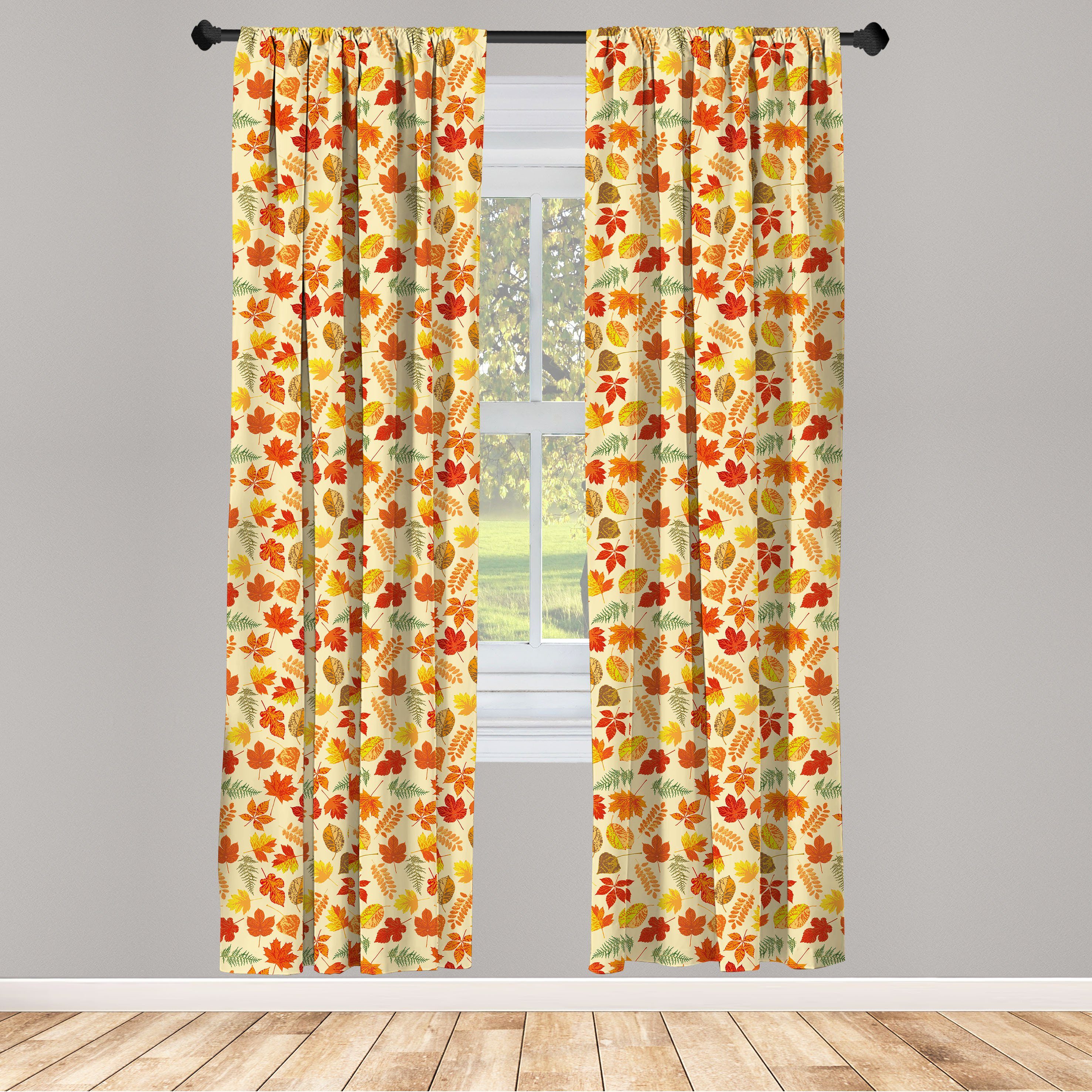 Gardine Vorhang für Wohnzimmer Schlafzimmer Sorten Dekor, Herbstlaub Zeichnungen Abakuhaus, von Microfaser