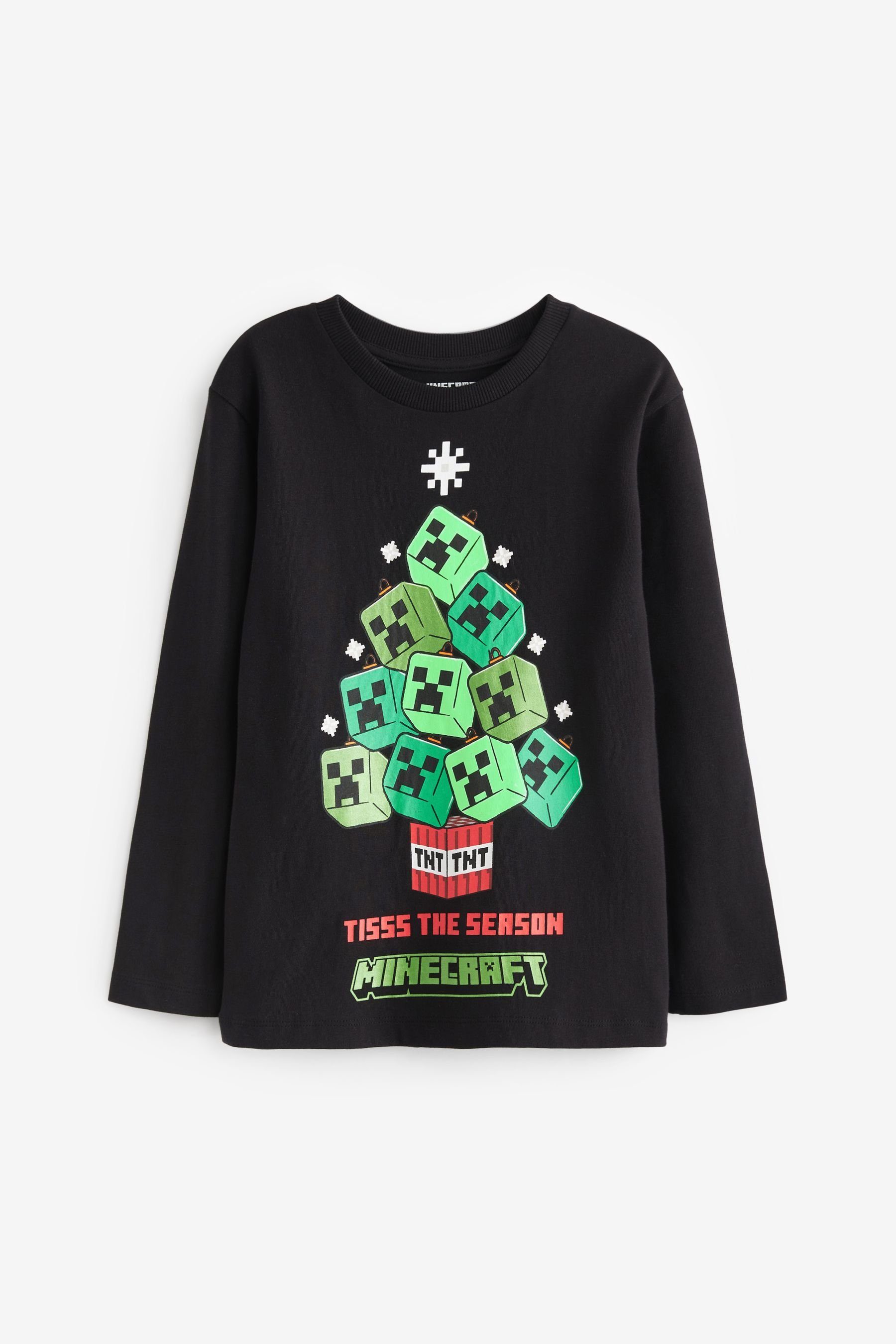 Black Next Minecraft Weihnachtsshirt (1-tlg) Langärmeliges Langarmshirt