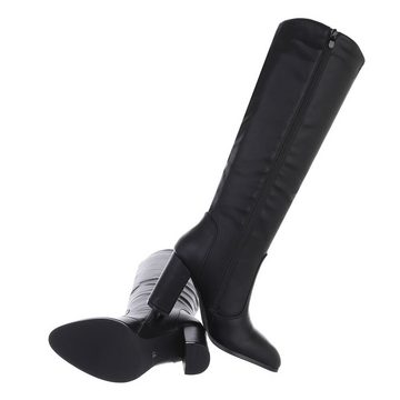 Ital-Design Damen Elegant Stiefel Blockabsatz High-Heel Stiefel in Schwarz