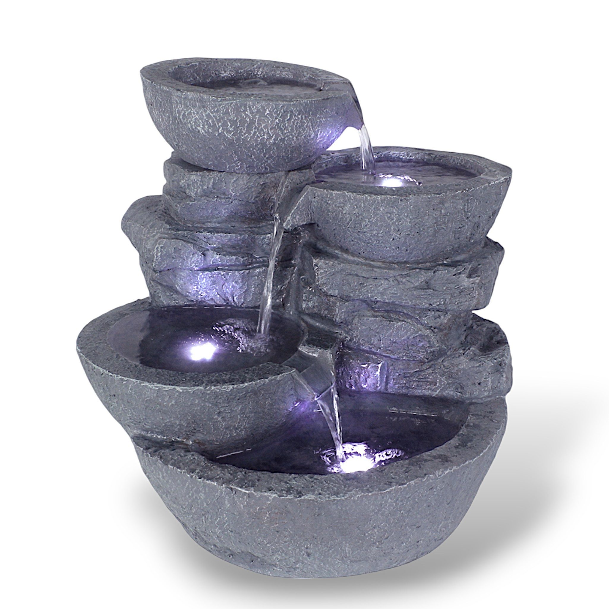 Arnusa Gartenbrunnen großer LED Springbrunnen Wasserfall 50 cm Zimmerbrunnen Wasserspiel, mit LED Beleuchtung Indoor und Outdoor