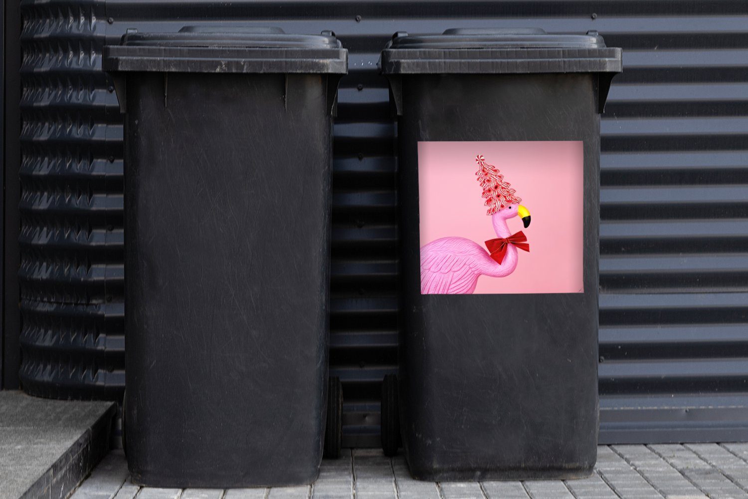 (1 auf St), MuchoWow Kopf Abfalbehälter dem Mülltonne, Süßigkeiten Container, Mülleimer-aufkleber, Plastikflamingo mit Wandsticker Sticker, Rosa