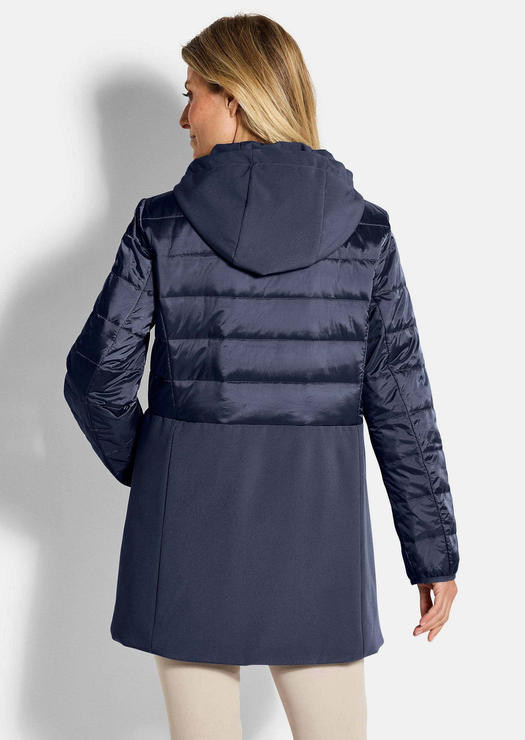 GOLDNER Kurzmantel Wintermantel mit Softshell-Einsatz Kapuzenjacke mit 2-Wege-Reißverschluss, Taschen und Langarm