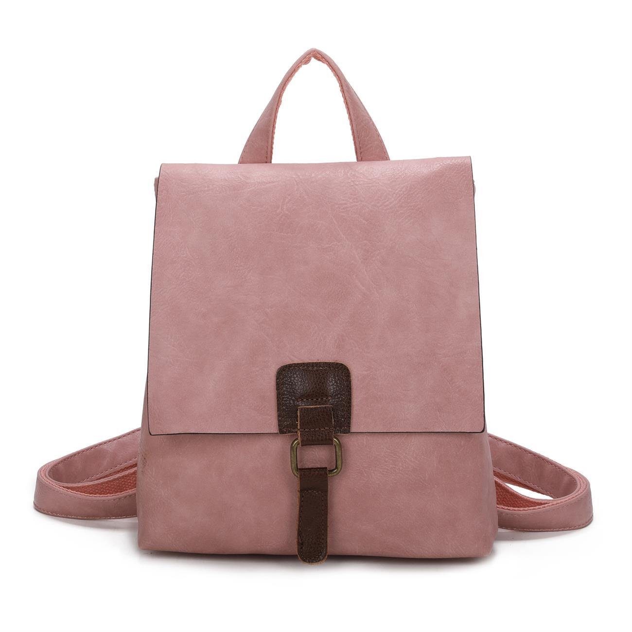 ITALYSHOP24 Rucksack Damen Schultertasche Backpack Umhängetasche CrossBody Leder Optik Bag, Geräumiges Hauptfach, praktische Fächer, komfortabel, leicht & robust