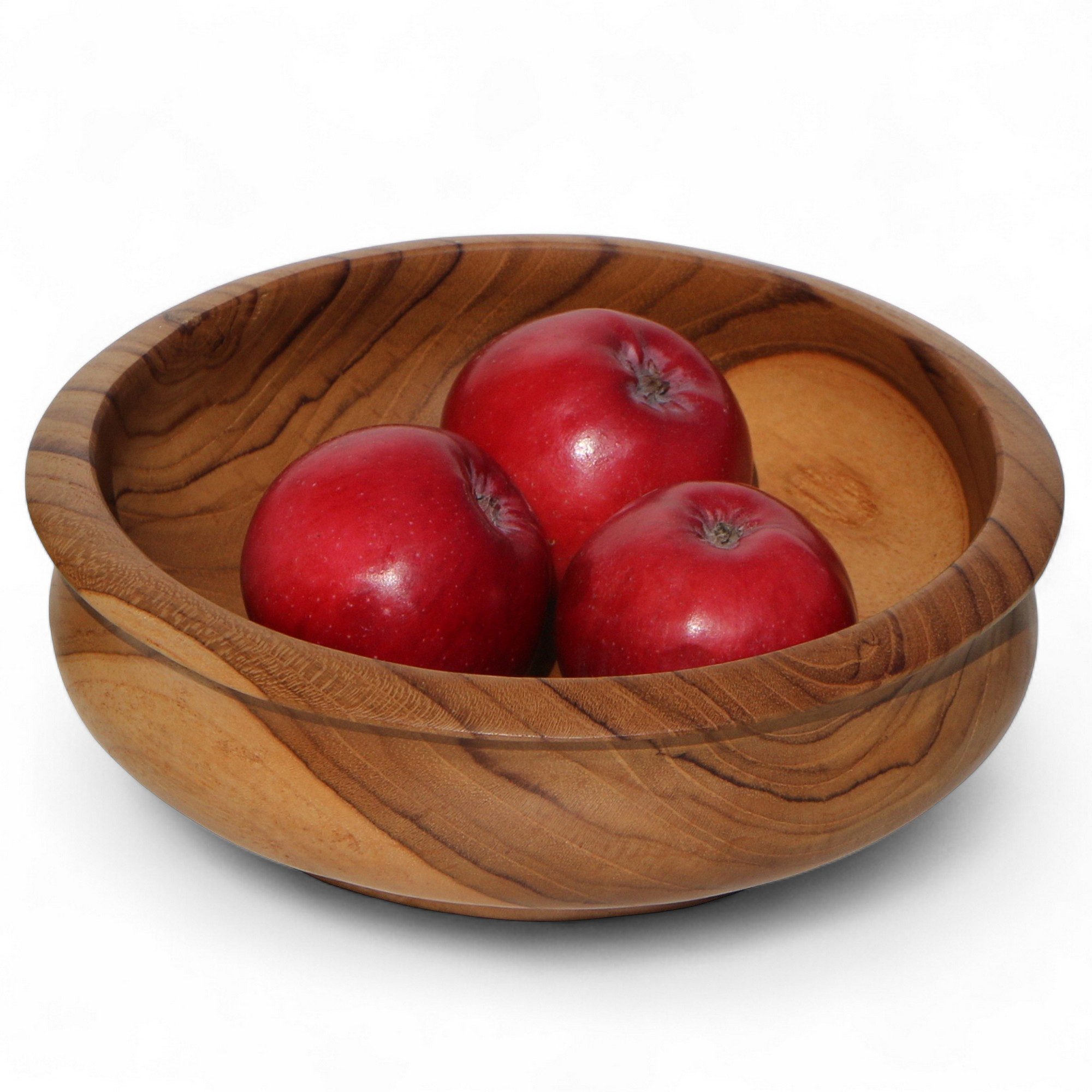 Wogeka Dekoschale 20 cm Teakholz Holz Obst Konfekt Snack Knabber Schale
