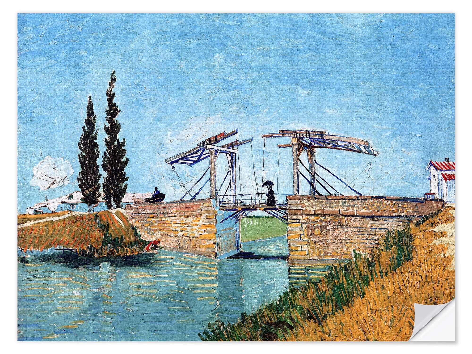Posterlounge Wandfolie Vincent van Gogh, Die Zugbrücke in Arles, Wohnzimmer Malerei