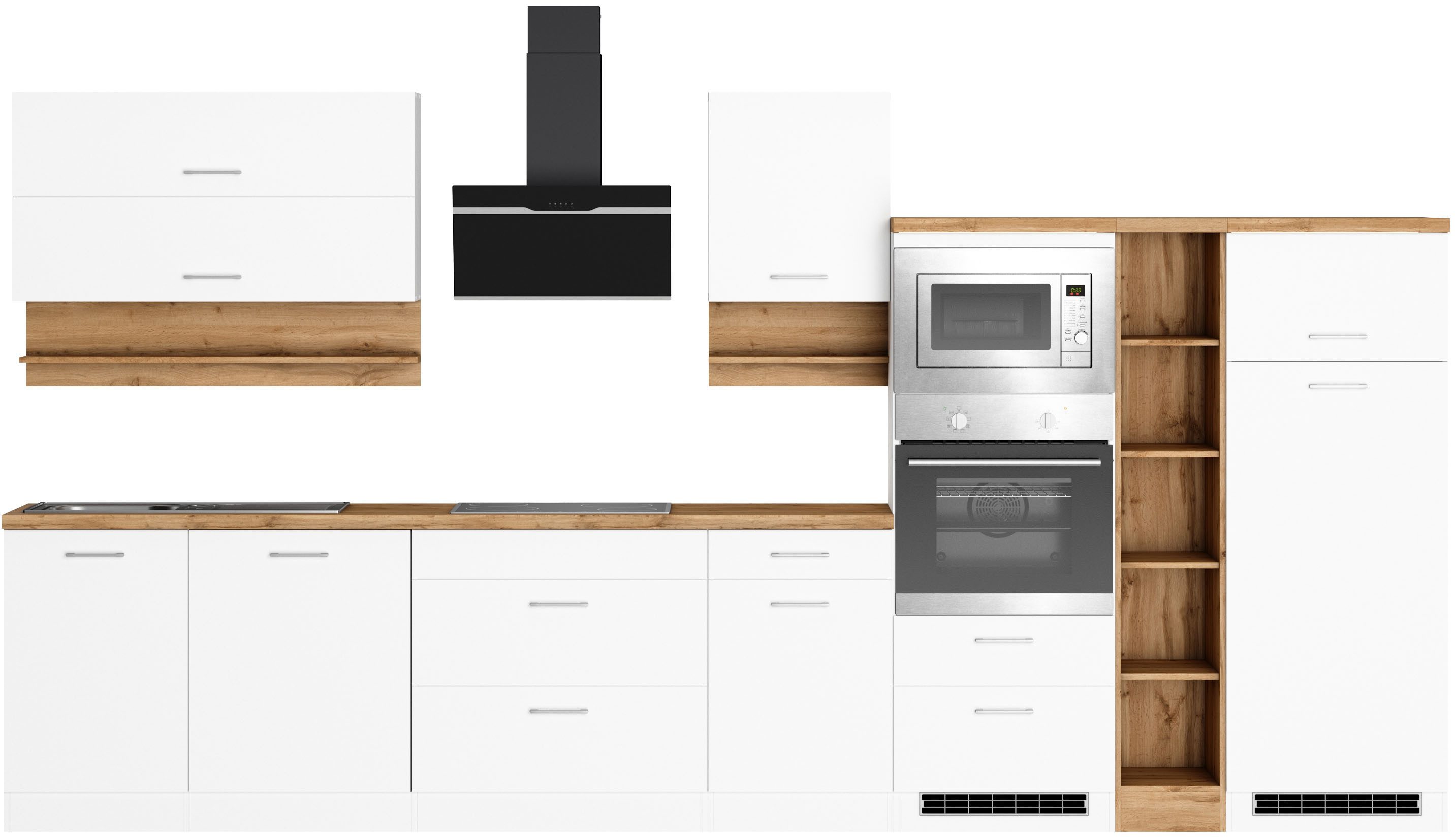 KOCHSTATION Кухниzeile KS-Milan, 390 cm breit, viel Stauraum, wahlweise mit E-Geräten