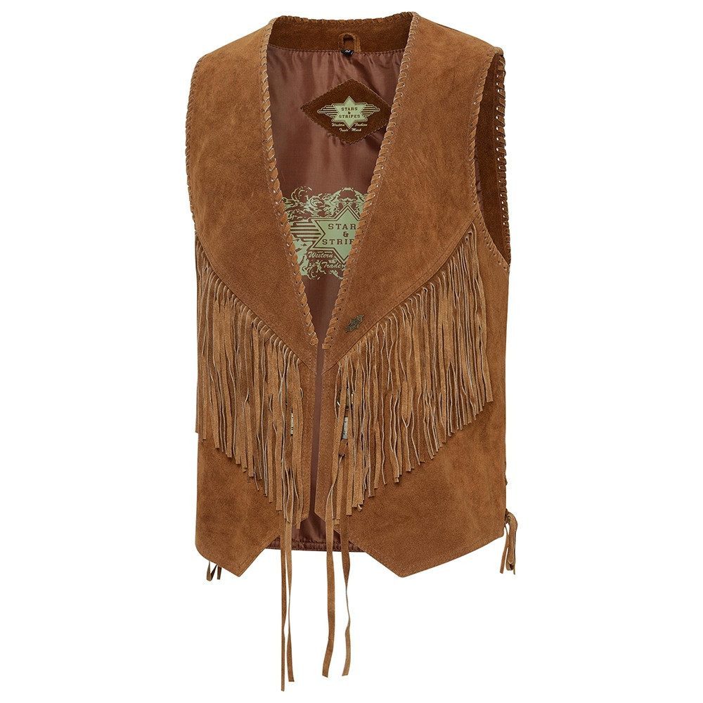 Stars & Stripes Lederweste Western W-35 mit Fransen vorne und hinten