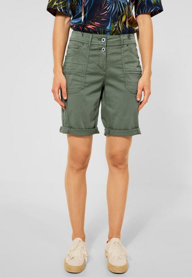 Cecil Shorts Cecil Casual Fit Shorts in Desert Olive Green (1-tlg) Five  Pockets