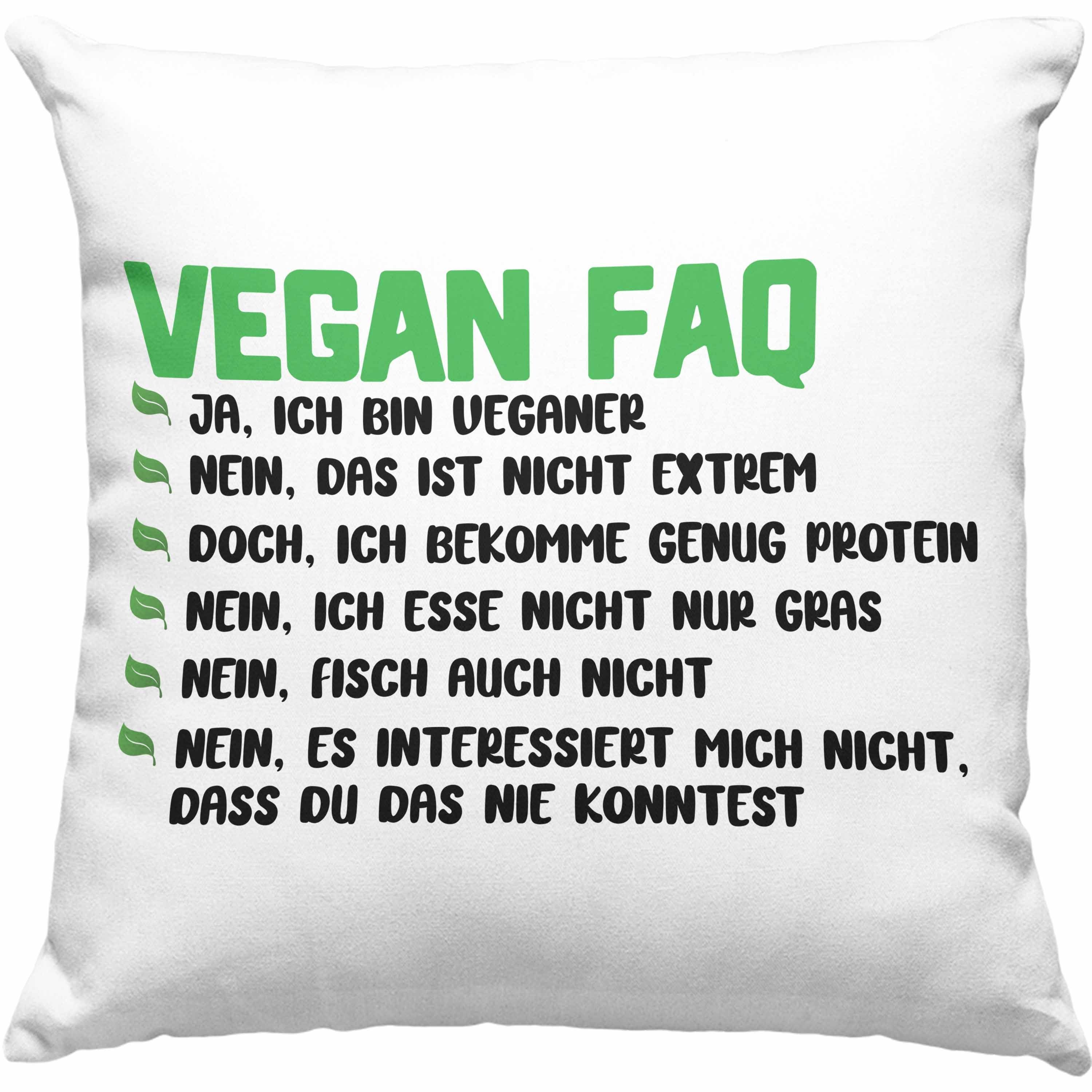 Trendation Dekokissen - Geschenk Füllung Lebensweise Vegane Veganer Spruch Grün Kissen 40x40 Trendation FAQ Dekokissen Geschenkidee Vegan Lustiger mit