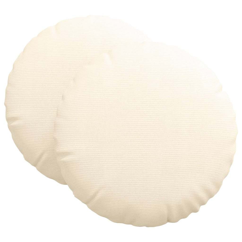 vidaXL Sitzauflage Sitzkissen 2 stk. Cordstoff Creme Ø60 x 21 cm, (2 St)