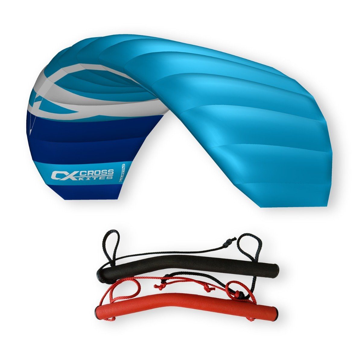 CrossKites Flug-Drache CrossKites Lenkmatte Quattro 2.5 Blue mit Handles, Handles, Leinen, 2 Kitekiller