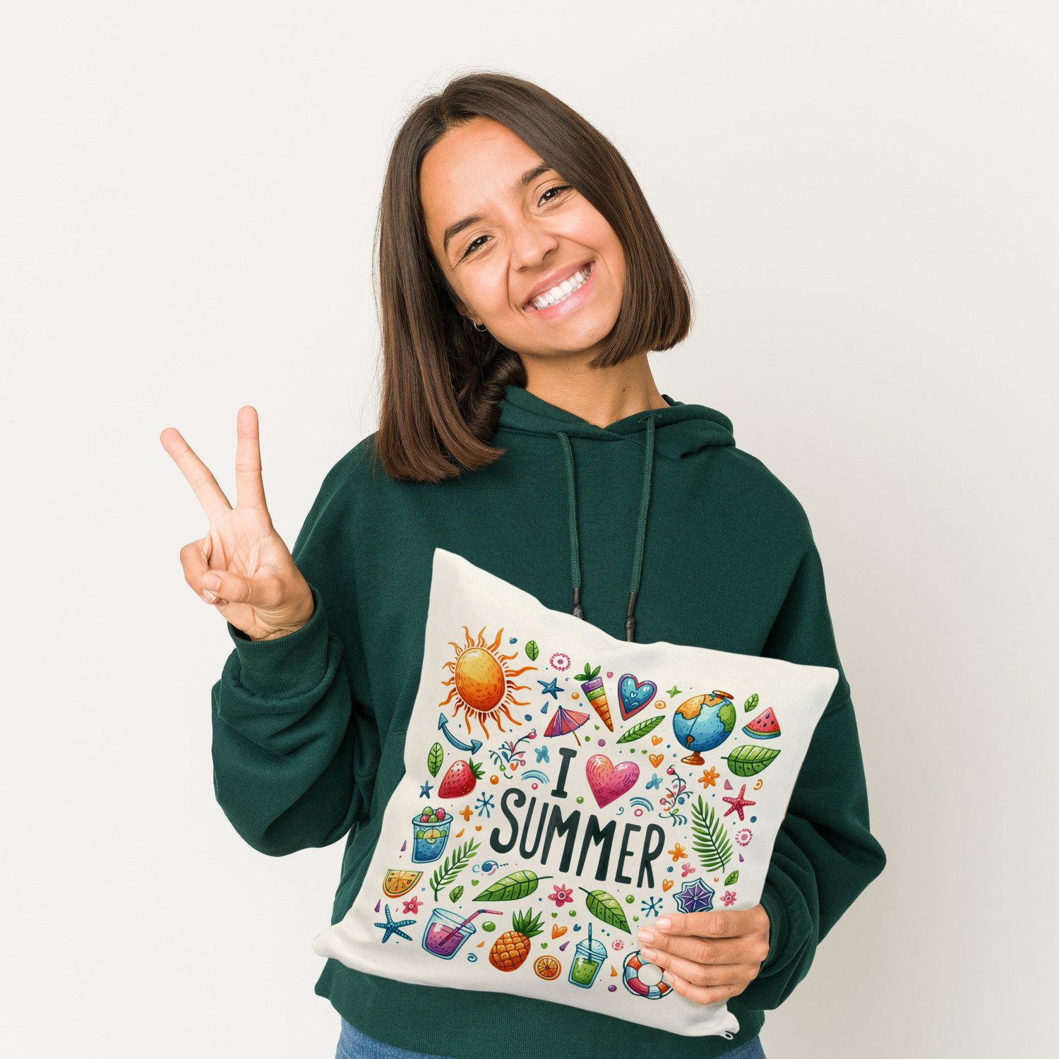 speecheese Dekokissen Sommer Kissen mit Spruch I love summer