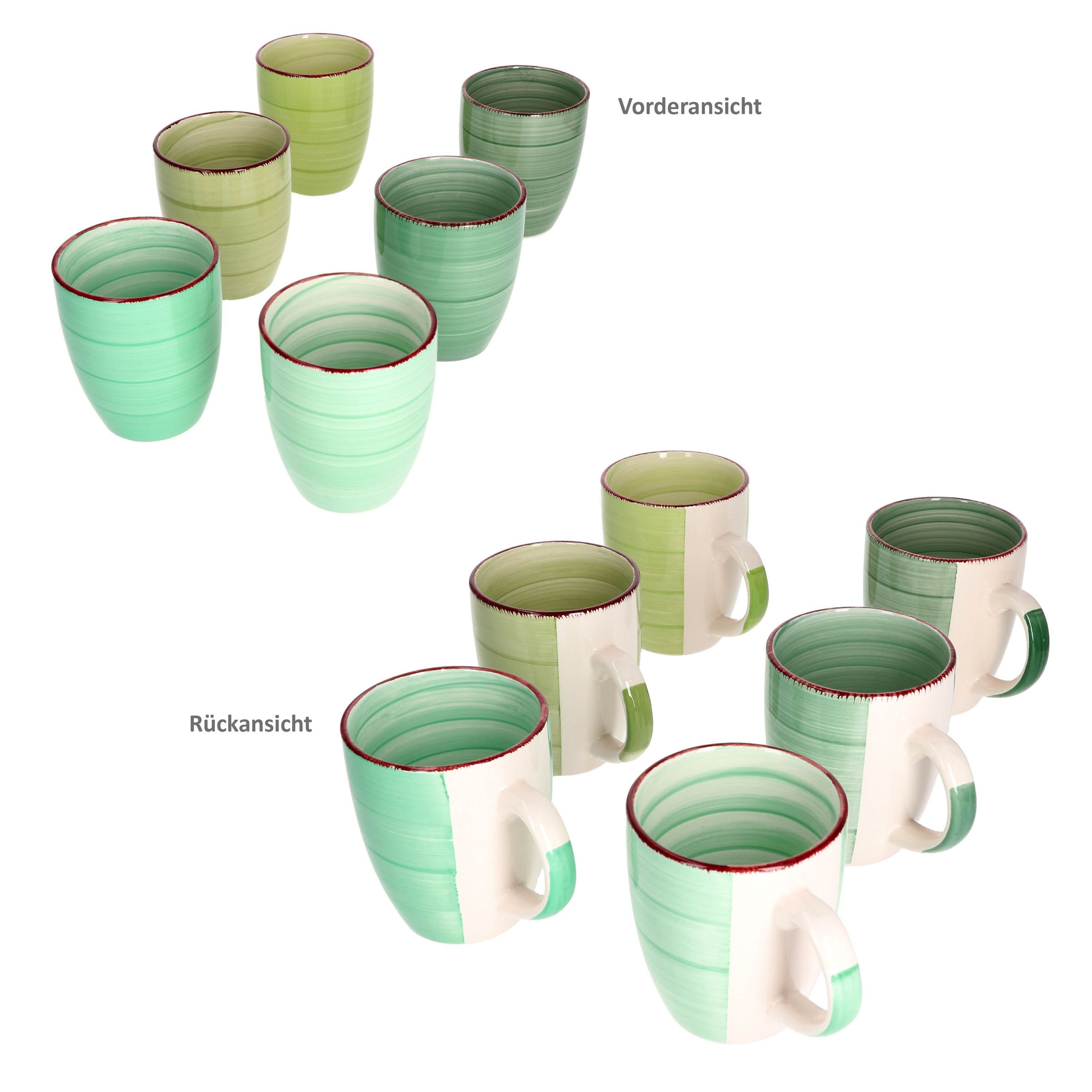 MamboCat Becher 6er Set Kaffeebecher Green, Steingut