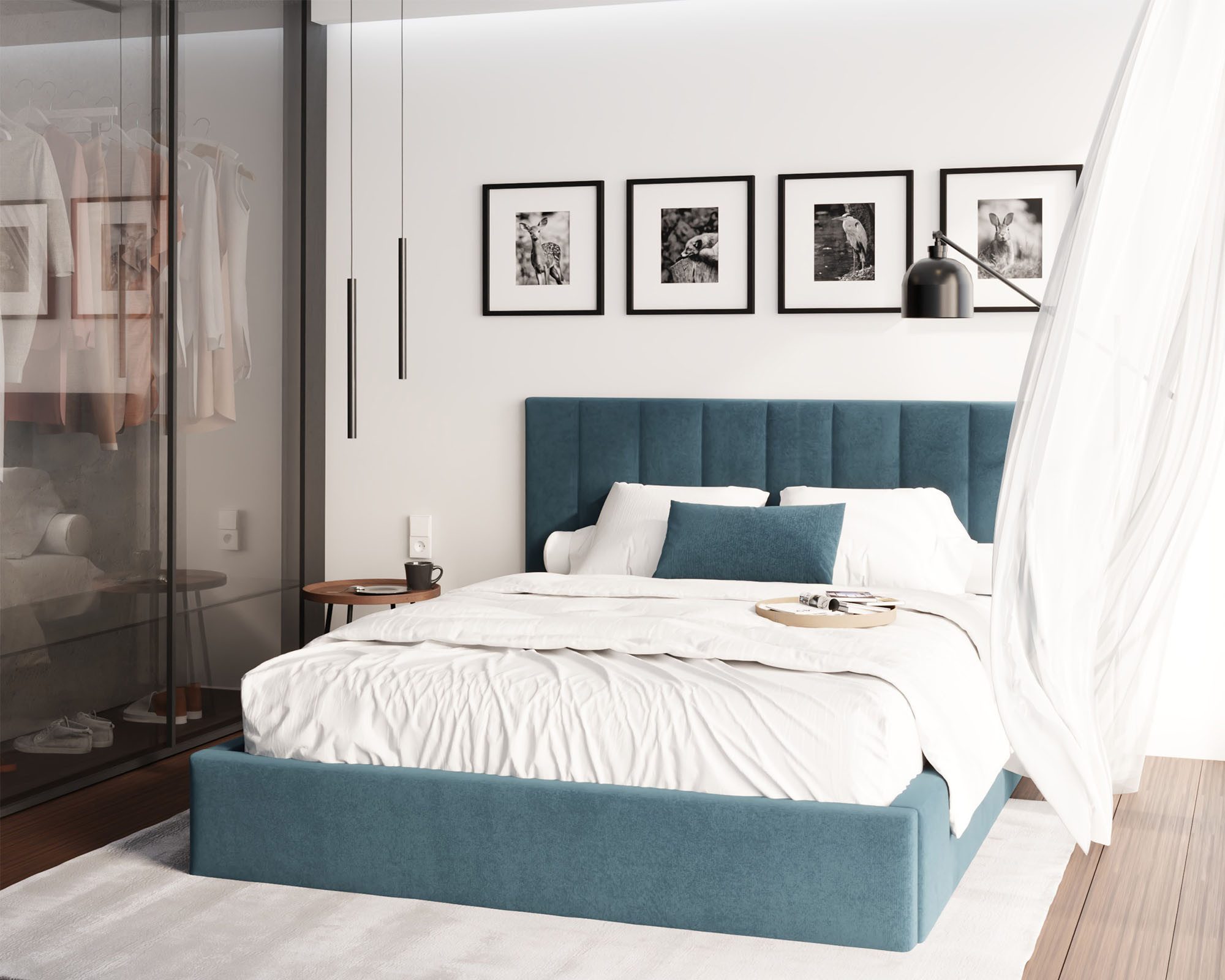 thematys Polsterbett 120x200–180x200 cm – Samt Velours Bett mit Bettkasten & Lattenrost (Optional mit 23 cm Taschenfederkern-Matratze H2, hydraulisches Stauraumbett)