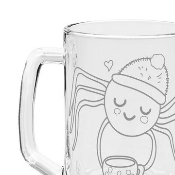 Mr. & Mrs. Panda Bierkrug Spinne Agathe Kaffee - Transparent - Geschenk, Morgenmuffel, Morgen, Premium Glas