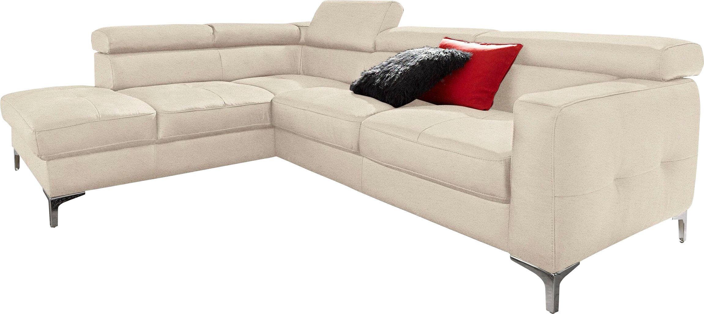 COTTA Polstergarnitur Sammy L-Form, (Set), Set bestehend aus: Ecksofa mit Kopfteilverstellung & Hocker