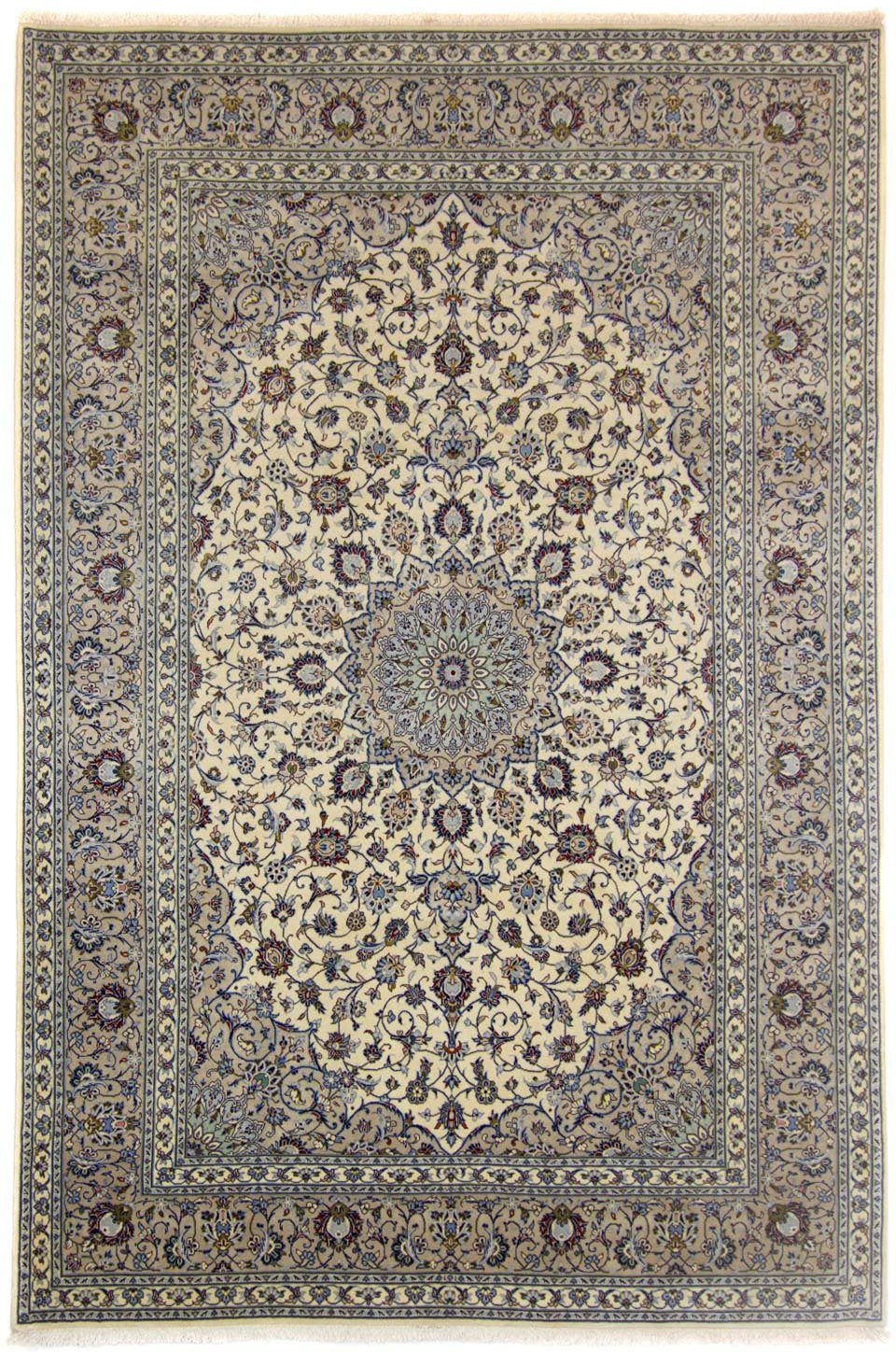 Wollteppich Keshan Medaillon Beige chiaro 348 x 250 cm, morgenland, rechteckig, Höhe: 10 mm, Unikat mit Zertifikat
