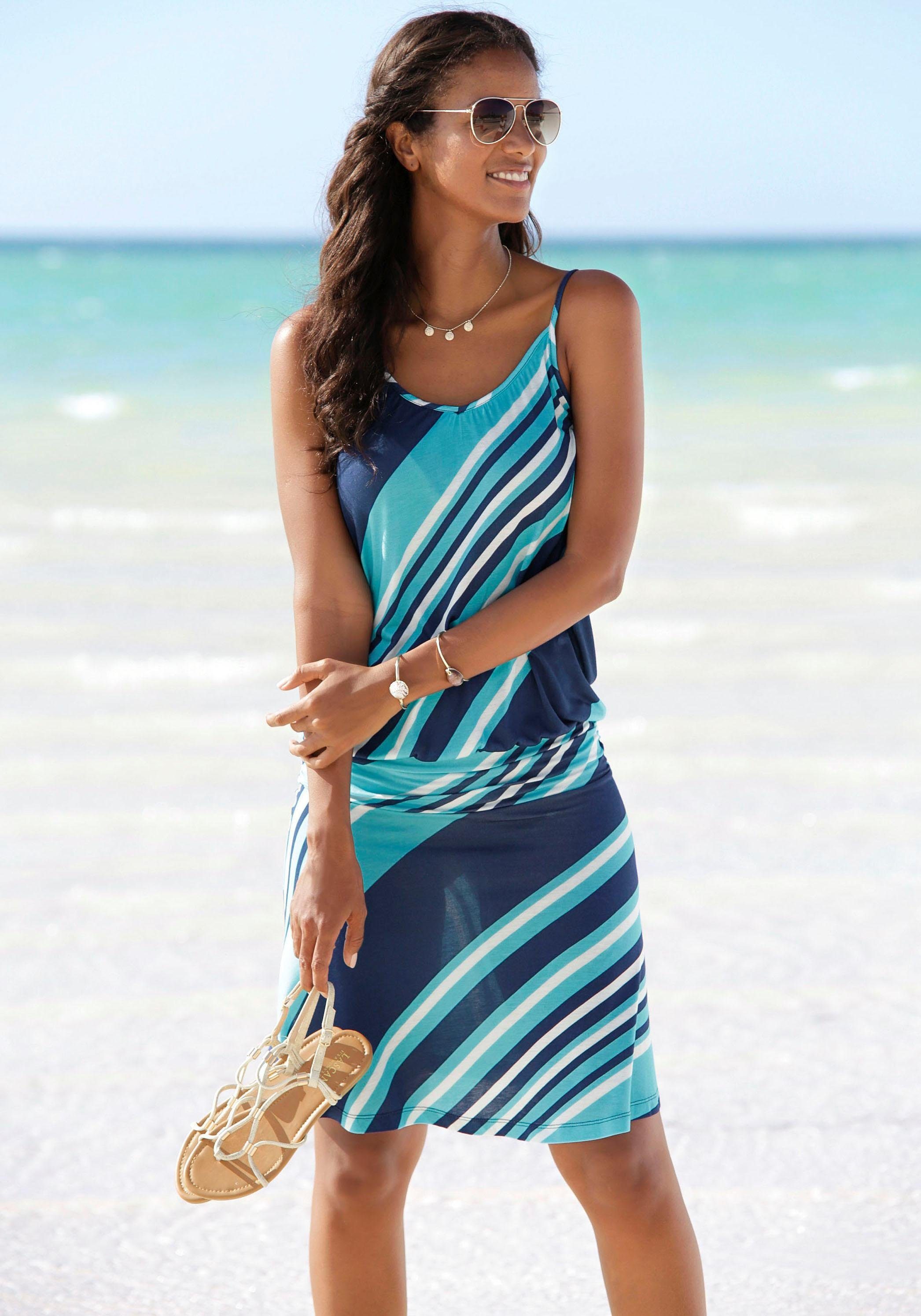 Beachtime Strandkleid mit Streifendesign, Tiefer Rundhalsausschnitt online  kaufen | OTTO