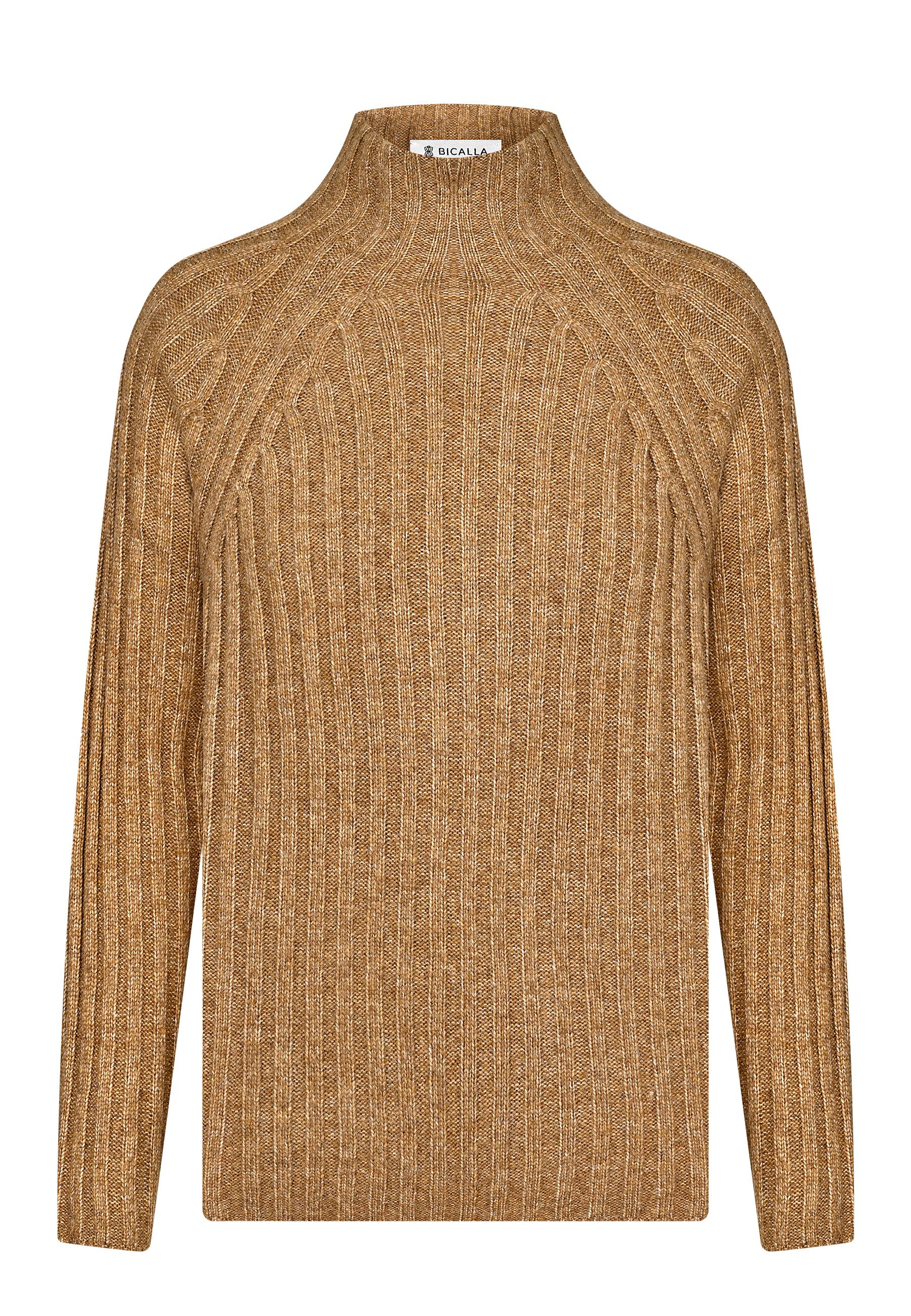 BICALLA Strickpullover Rippstrickpullover in Curry (1-tlg)