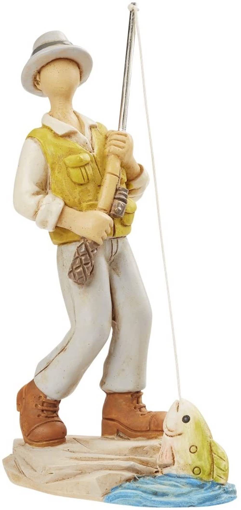 HobbyFun Dekofigur Angler mit Fisch am Haken, ca. 10 cm | Dekofiguren