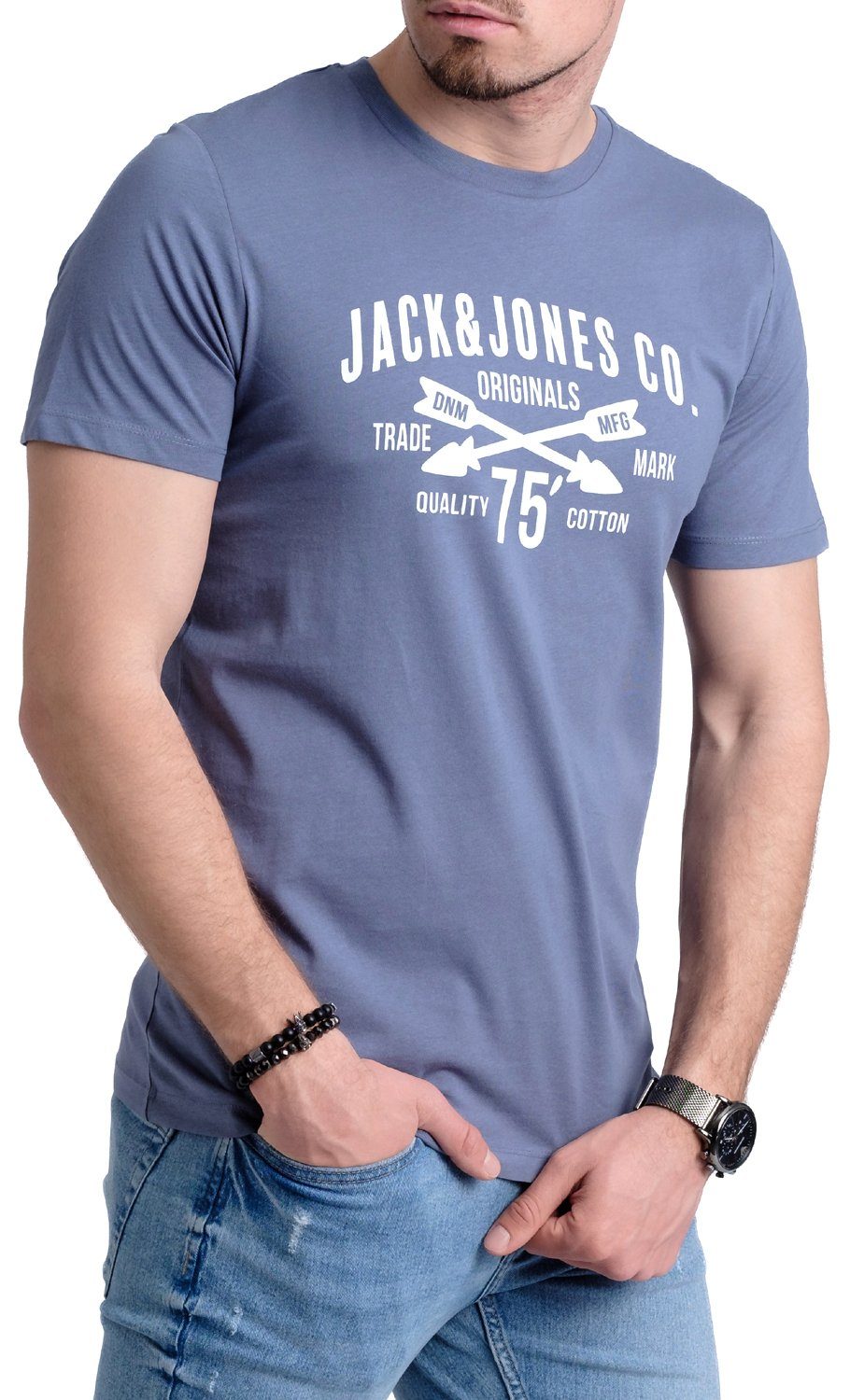 aus Baumwolle & Print-Shirt Jack Aufdruck OPT mit 9 T-Shirt Jones