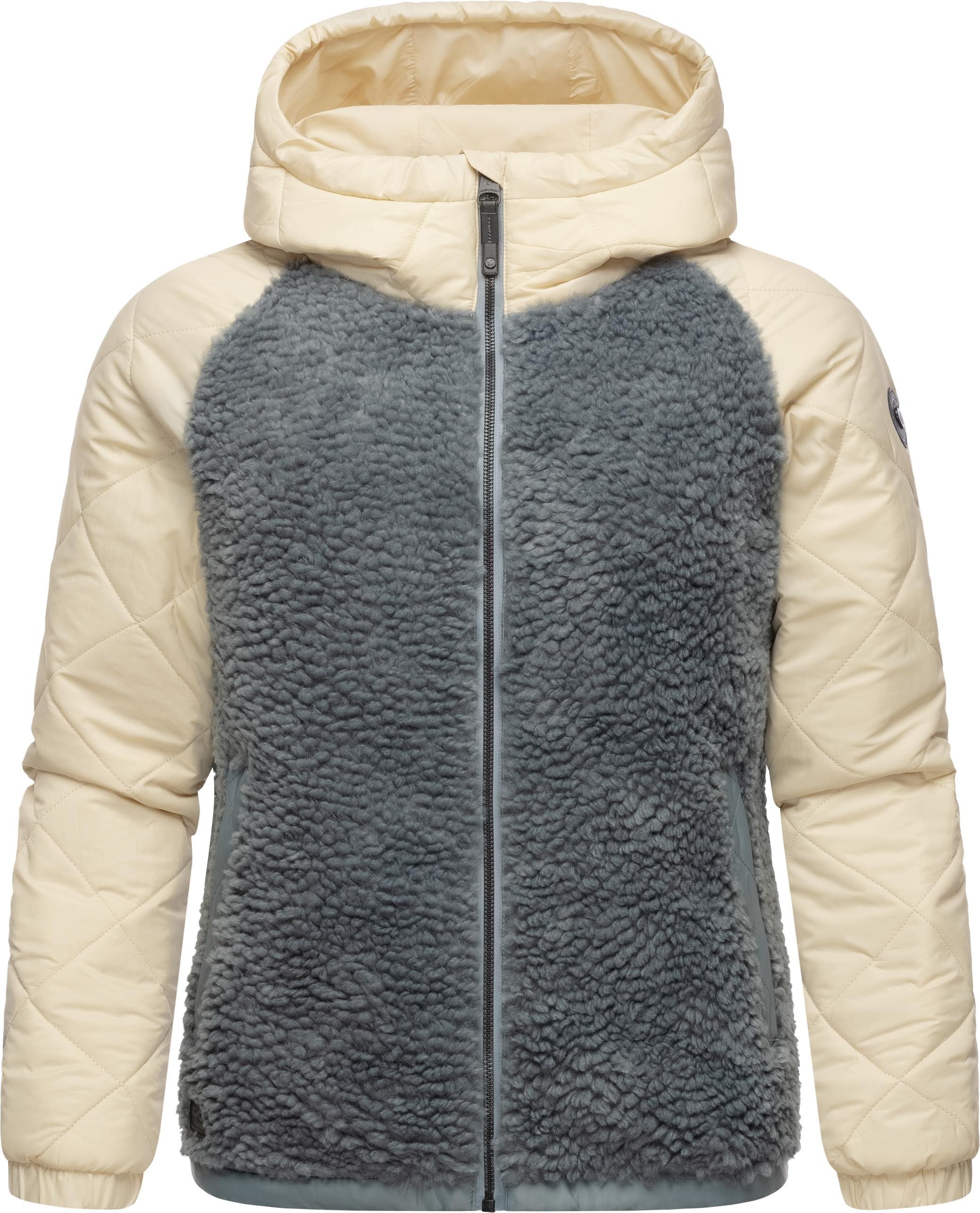 Ragwear Outdoorjacke Leeloo Damen Übergangsjacke aus Teddyfleece mit gesteppten Ärmeln – Bild 4 von 5