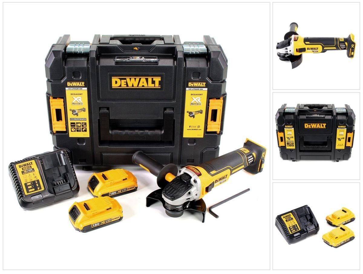 DeWalt Кутова шліфувальна машина DCG 405 D2 Akku Кутова шліфувальна машина 18V 125mm Brushless + 2x Akku 2,0Ah +