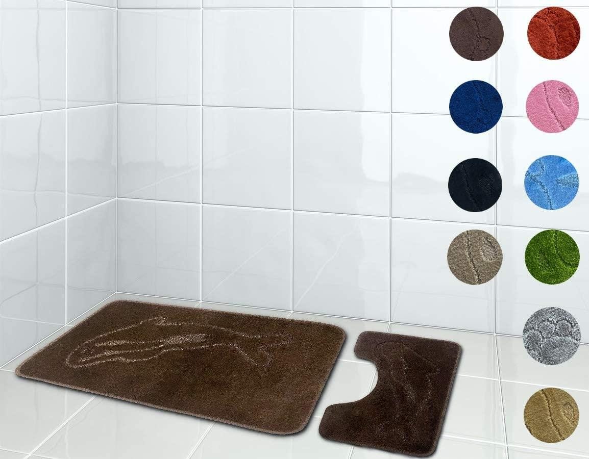 Riyashop Badematte Delfin Badematte rutschfest waschbar Badezimmerteppich (Hellblau)