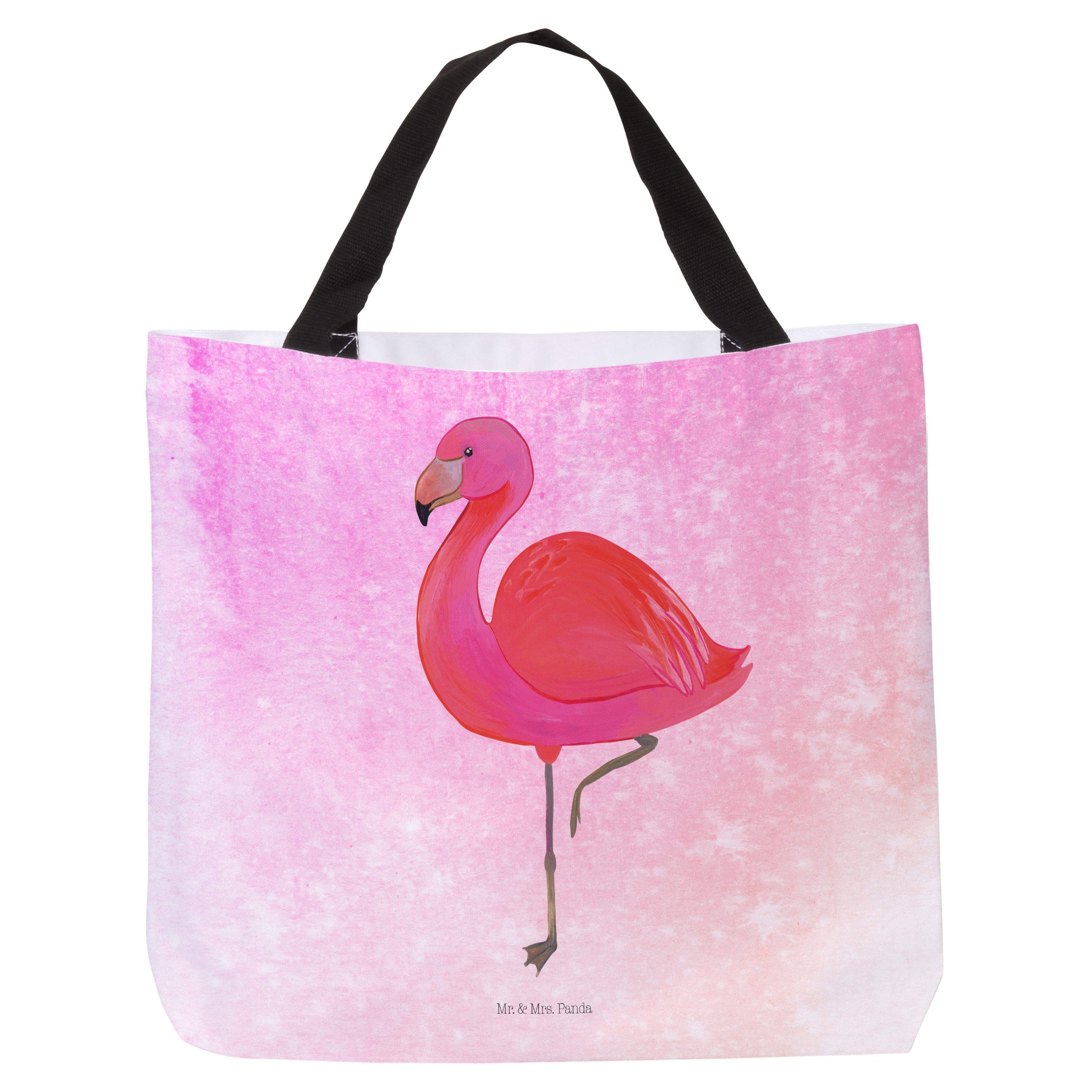 Mr. & Mrs. Panda Shopper Flamingo classic - Aquarell Pink - Geschenk, Beutel, Alltagstasche, s (1-tlg)