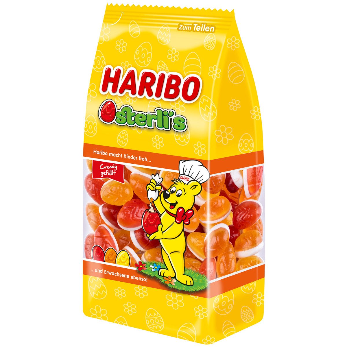 HARIBO Süßigkeit, Haribo Osterlis Fruchtgummi Eier mit Schaumzucker 3fach sortiert 250g