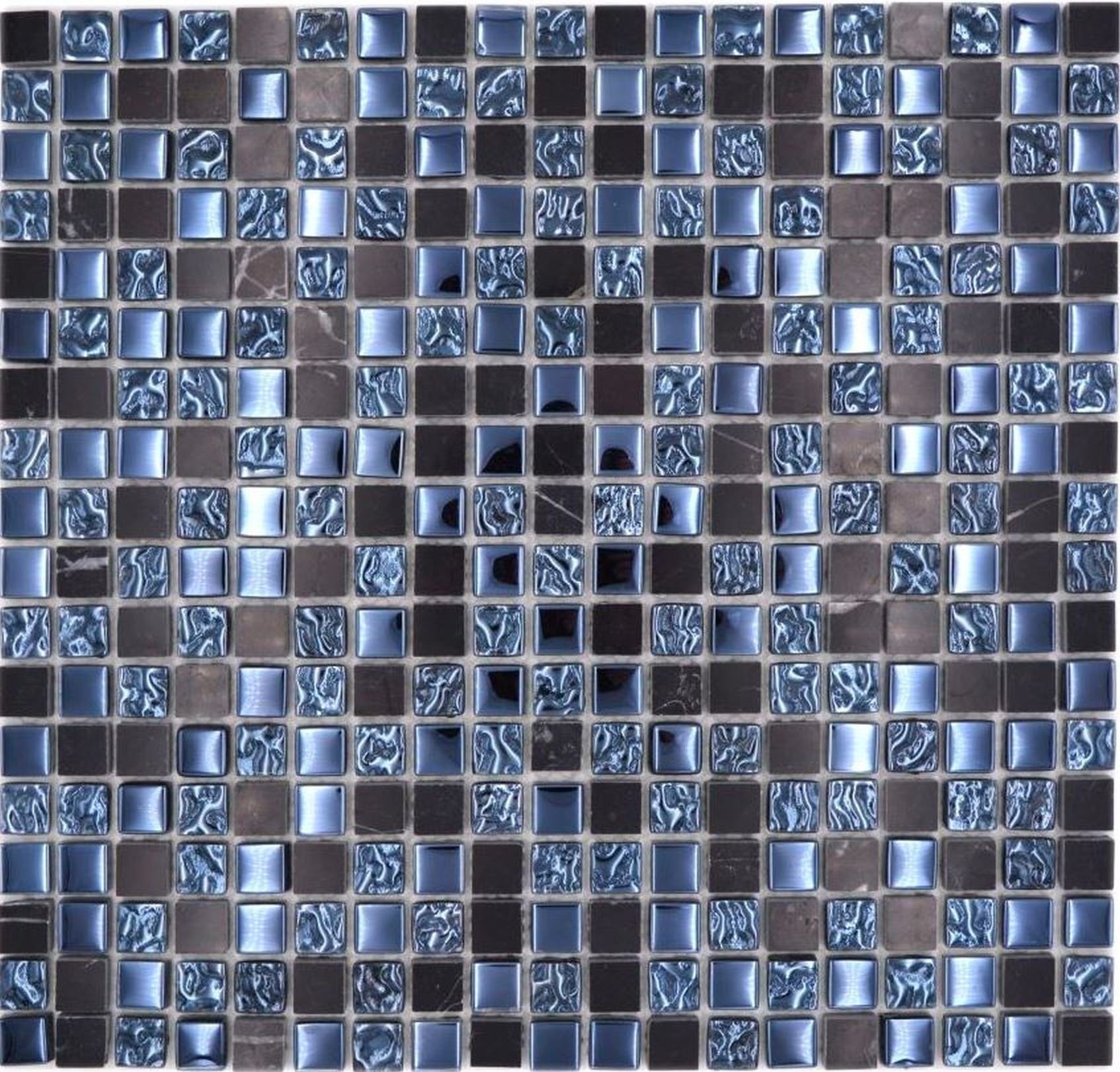 Naturstein Mosaikfliese Mosani Marmor Mosaikfliesen grau Glasmosaik schwarz