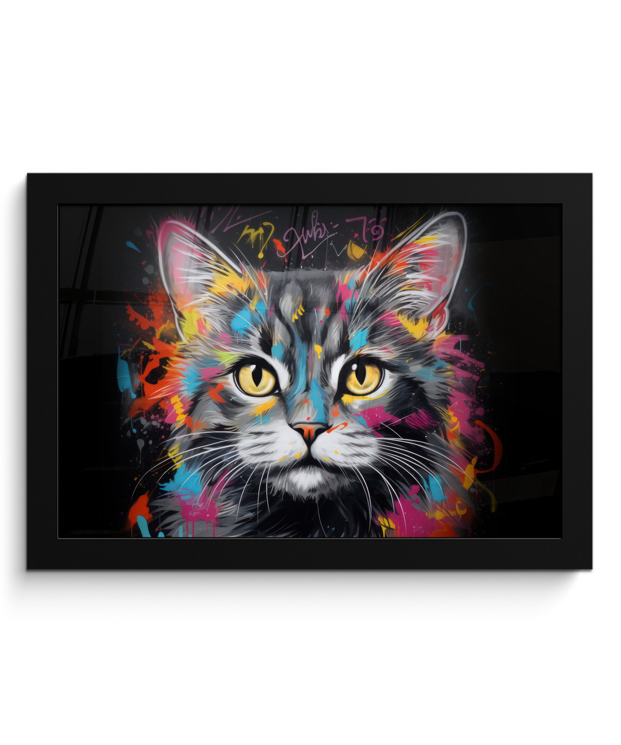 Poster Katze - Graffiti - Tiere - Farben - Grau